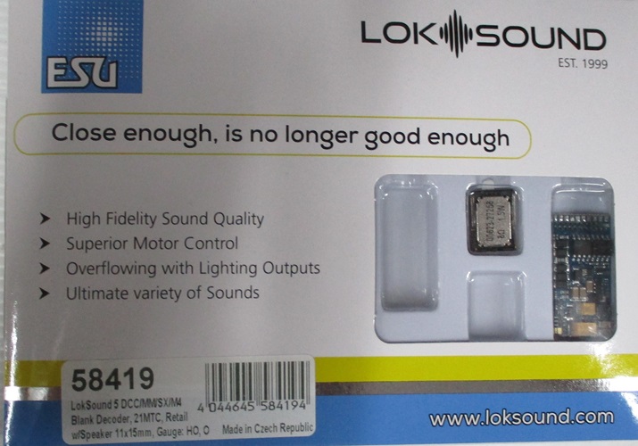 ESU LOK SOUND V5 DECODER 58419 WITH SPEAKER