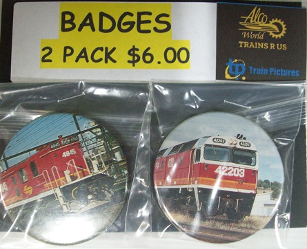 2 PACK DIESEL LOCOMOTIVE 57mm BUTTON BADGES