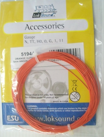 ESU .5mm 2A WIRE 10m LONG ORANGE 51944