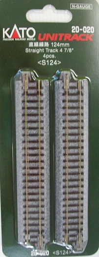 20-020 N SCALE STRAIGHT TRACK 124mm 4 piece pack