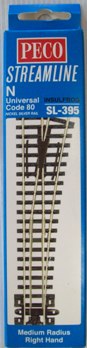PECO N SCALE SL-395 RIGHT TURNOUT MEDIUM