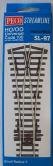 PECO SL-U97 Y TURNOUT SMALL RADIUS UNIFROG
