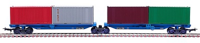 2 CONTAINER WAGONS ON SHARED BOGIE 2075